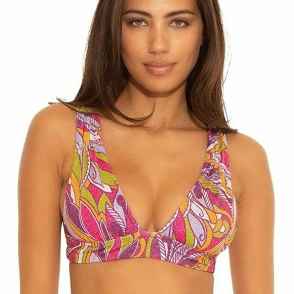 BECCA Rebecca Virtue Psychedelic BIKINI SET Size M Halter Top High Waist Bottom - Picture 5 of 13